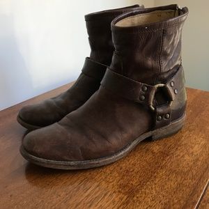 Frye Phillip Bootie Brown Leather Low Boots Zip 7